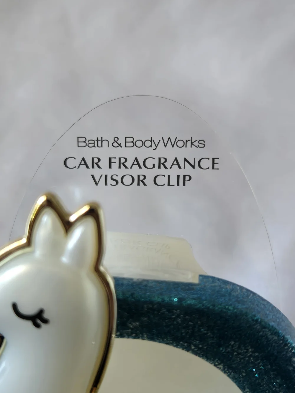Bath & Body Works White and Gold Llama Fragrance Clip with Teal Backing